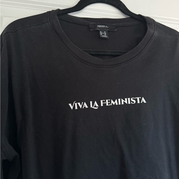 Plus Size 2X Forever 21 Black Long Sleeve Feminist Shirt - Picture 2 of 5